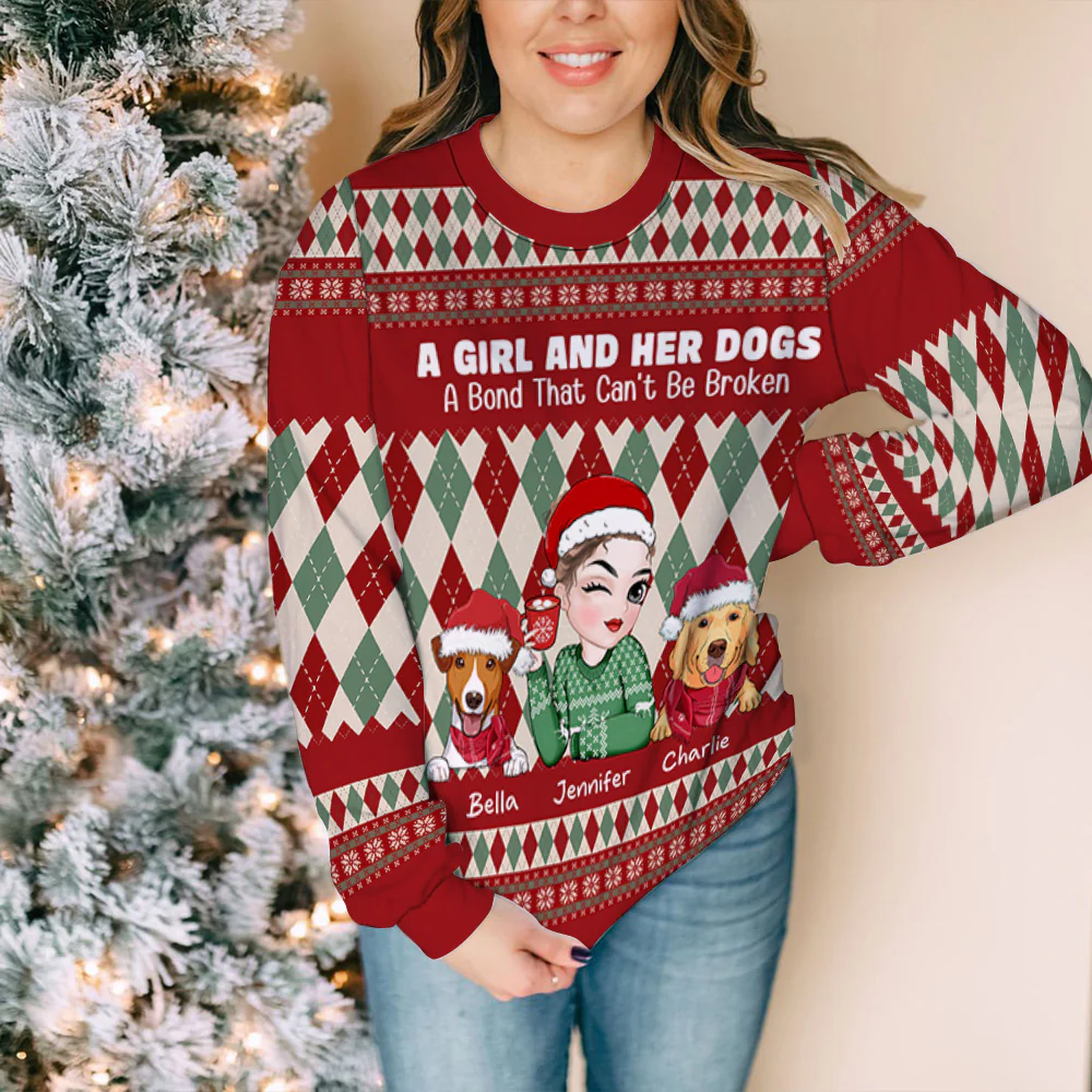 Girl And Dog Square - Personalized Custom All-Over-Print Sweatshirt - Image 5