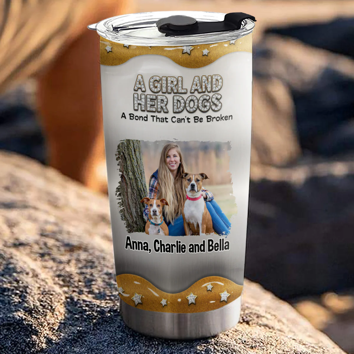 Girl And Dog Together Photo - Personalized Custom 3D Inflated Effect Tumbler - Image 2