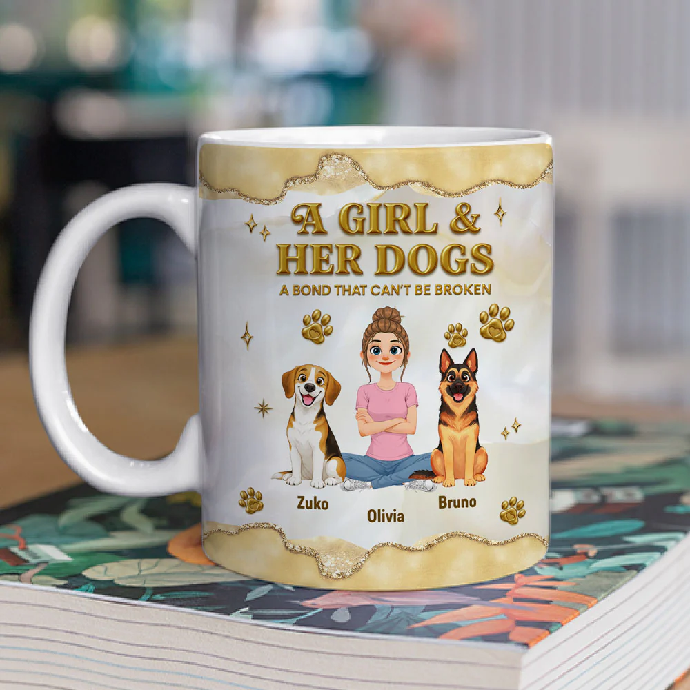 Girl And Dog Yellow New Style - Personalized Custom 3D Effect Mug - Image 2