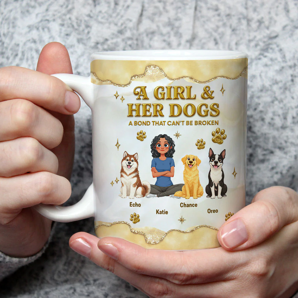 Girl And Dog Yellow New Style - Personalized Custom 3D Effect Mug - Image 3