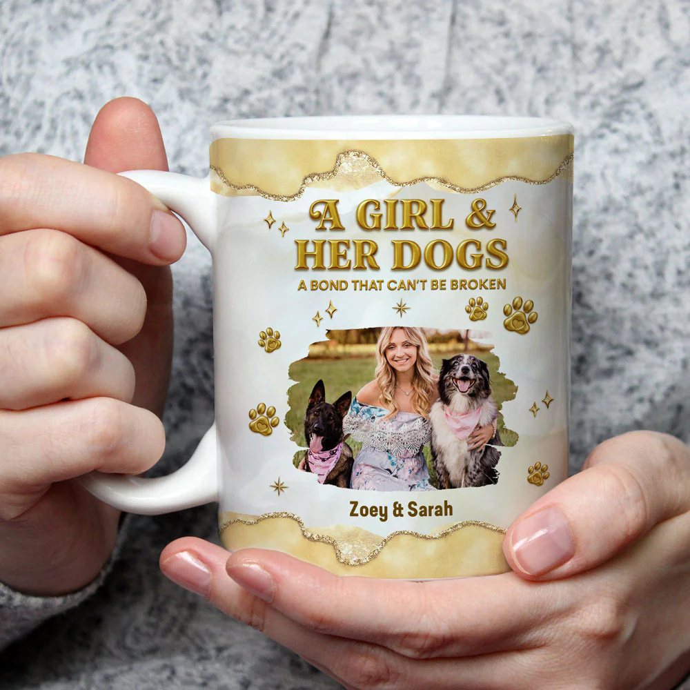 Girl And Dog Yellow New Style Photo - Personalized Custom 3D Effect Mug - Image 3