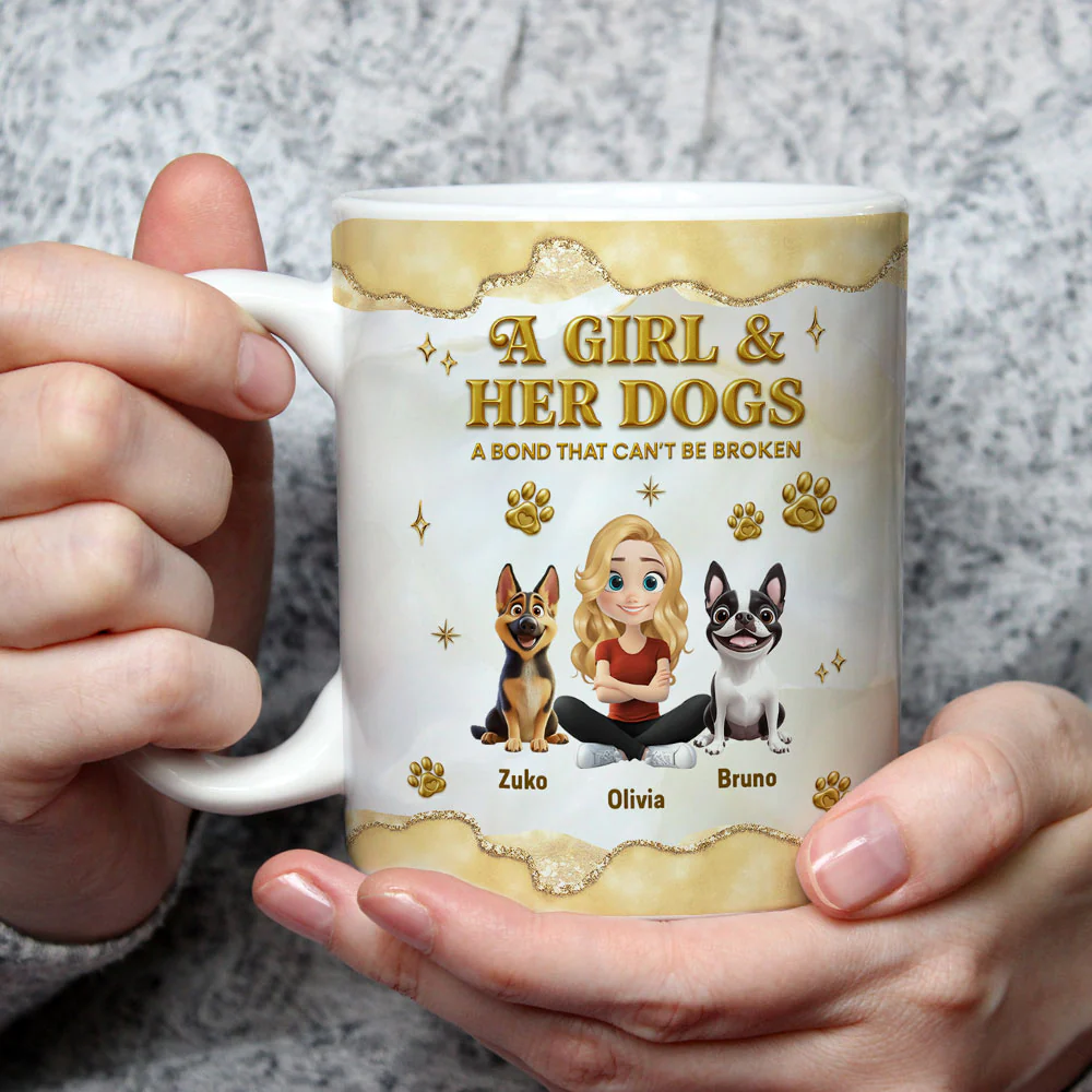 Girl And Dog Yellow - Personalized Custom 3D Effect Mug - Image 3
