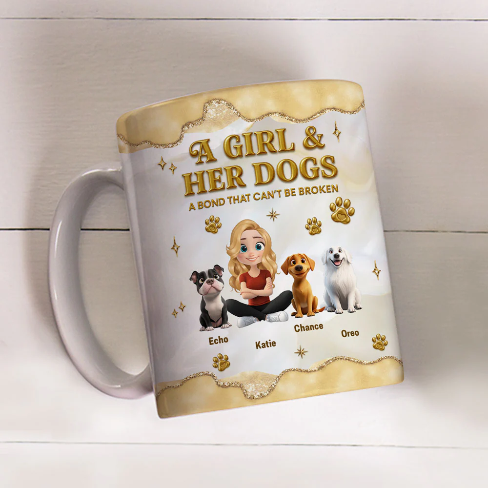 Girl And Dog Yellow - Personalized Custom 3D Effect Mug - Image 4
