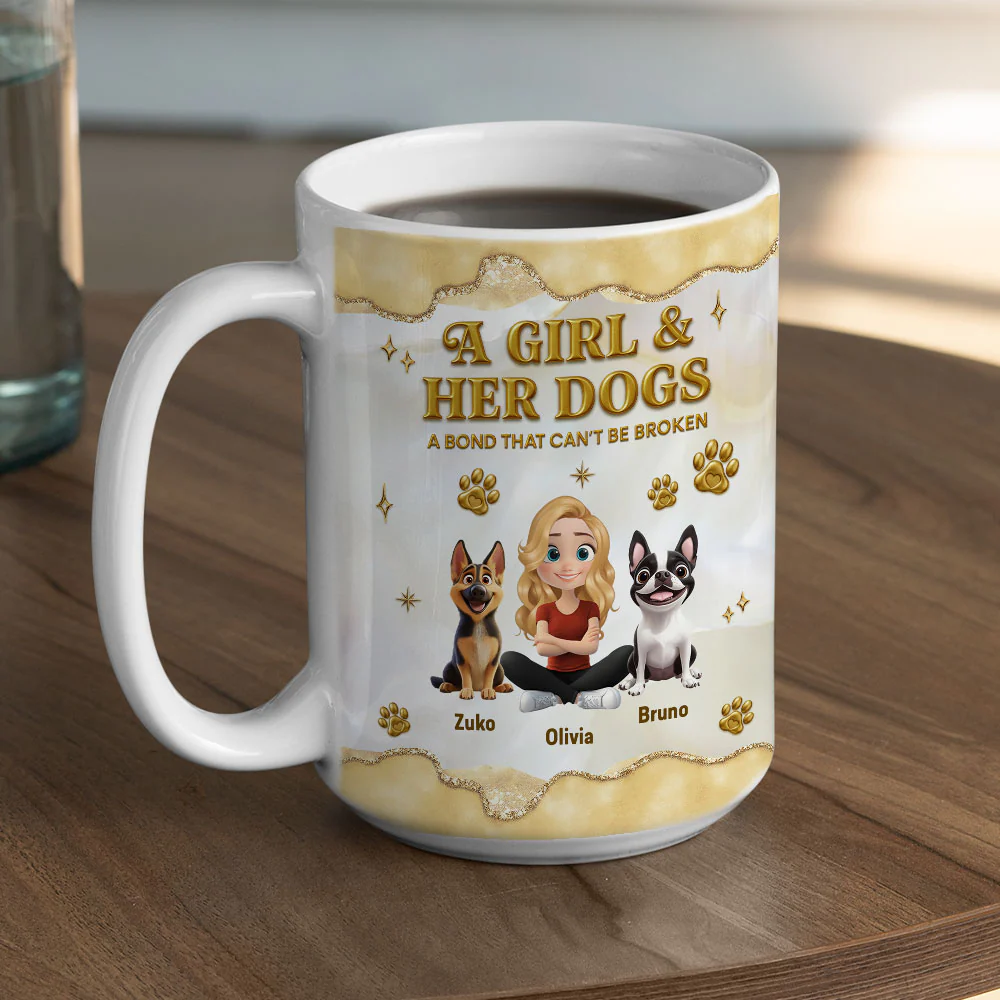 Girl And Dog Yellow - Personalized Custom 3D Effect Mug - Image 6