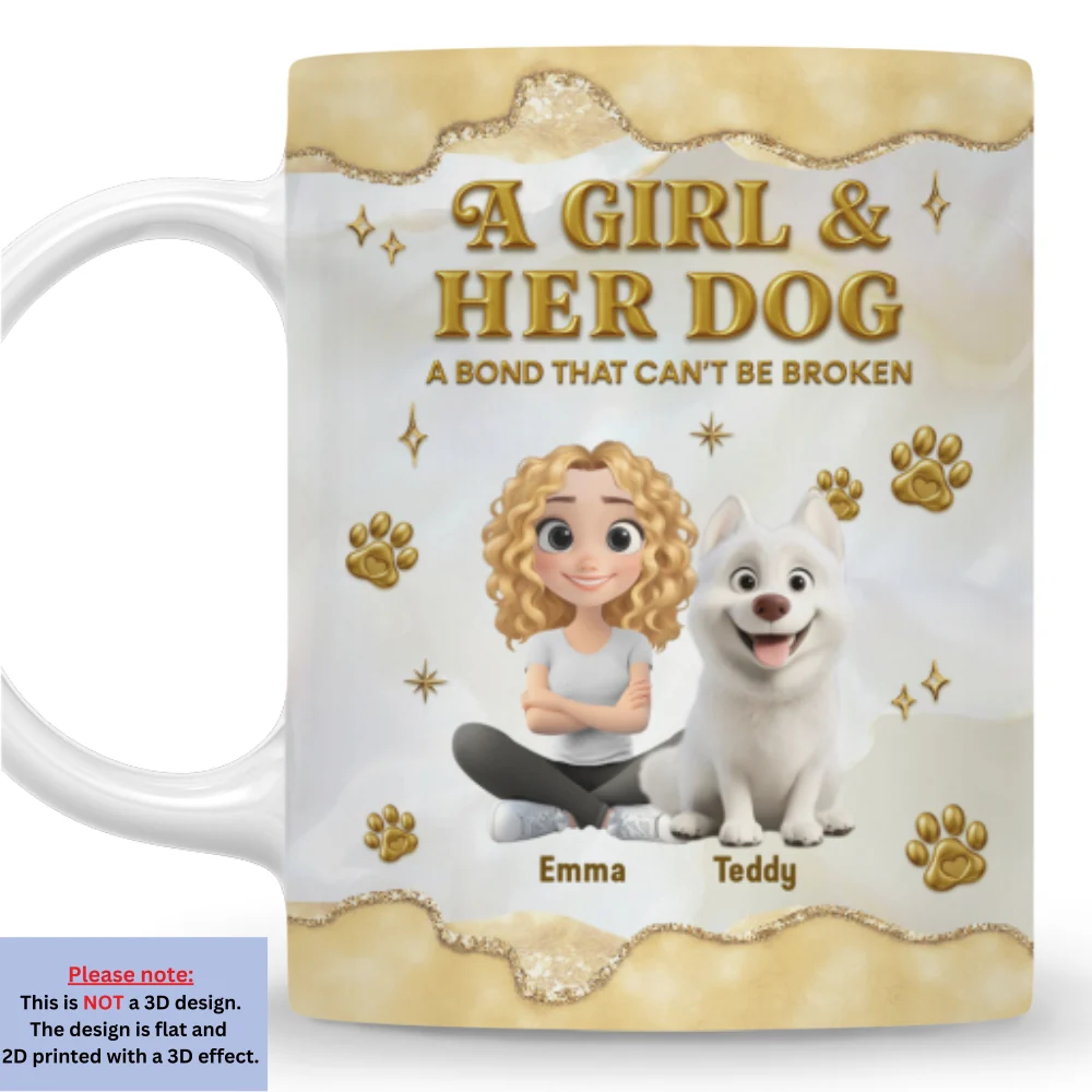 Girl And Dog Yellow - Personalized Custom 3D Effect Mug - Image 8