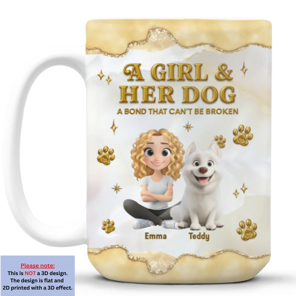 Girl And Dog Yellow - Personalized Custom 3D Effect Mug - Image 9