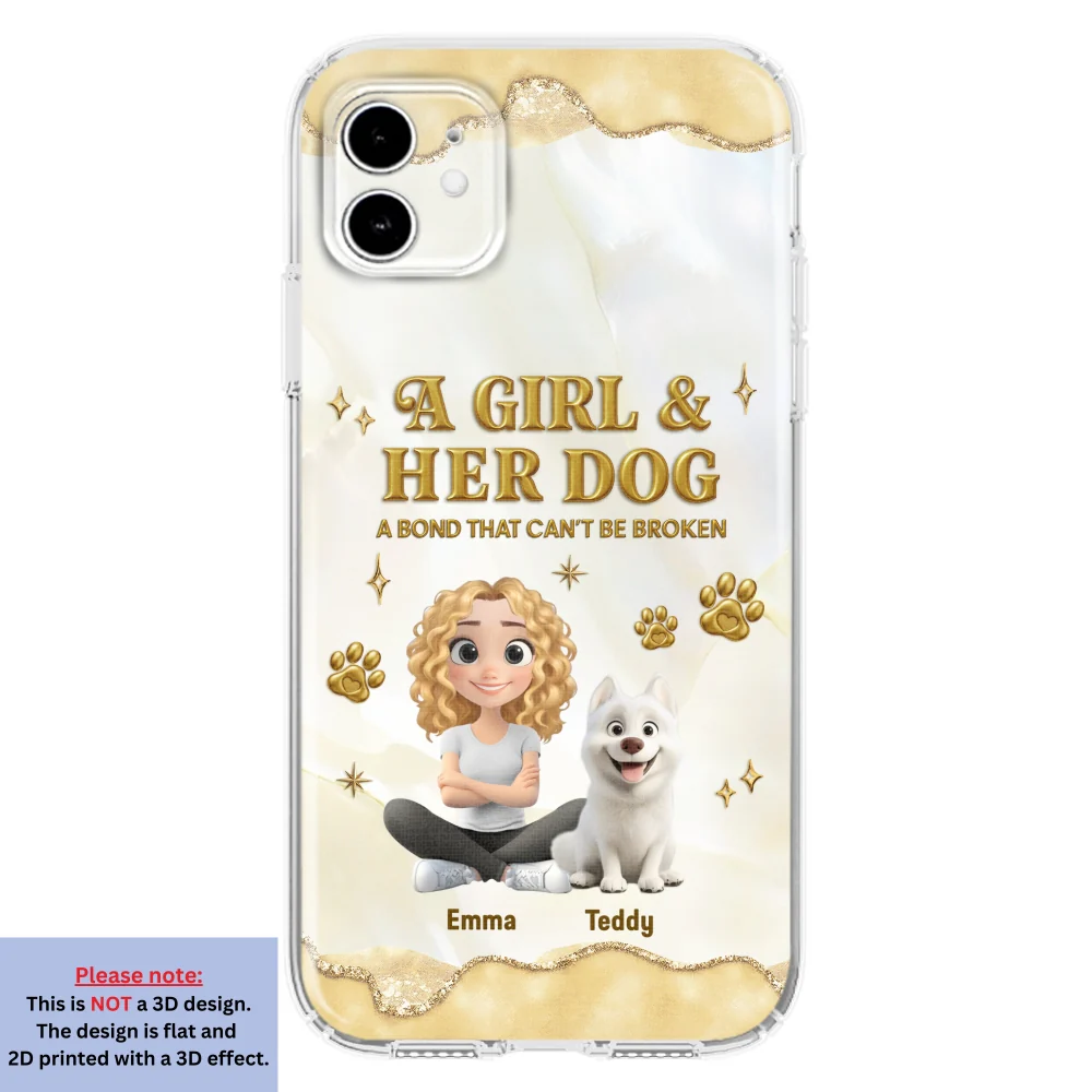 Girl And Dog Yellow - Personalized Custom 3D Effect Phone Case - Image 10