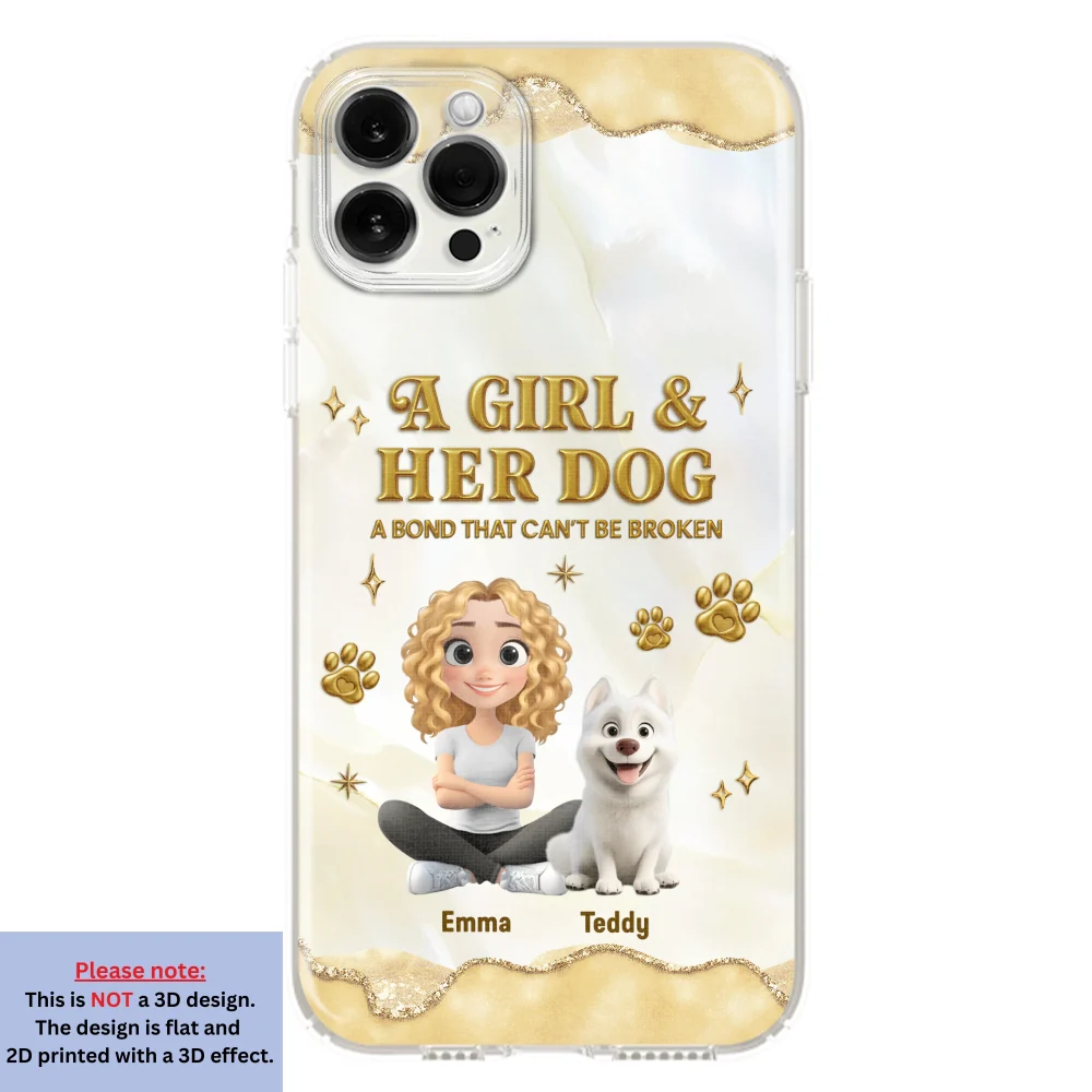 Girl And Dog Yellow - Personalized Custom 3D Effect Phone Case - Image 12