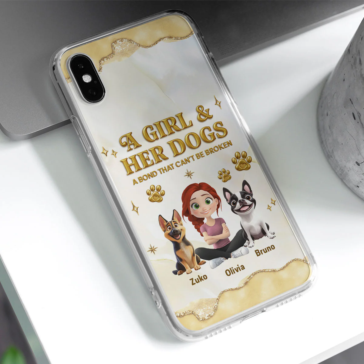 Girl And Dog Yellow - Personalized Custom 3D Effect Phone Case - Image 2