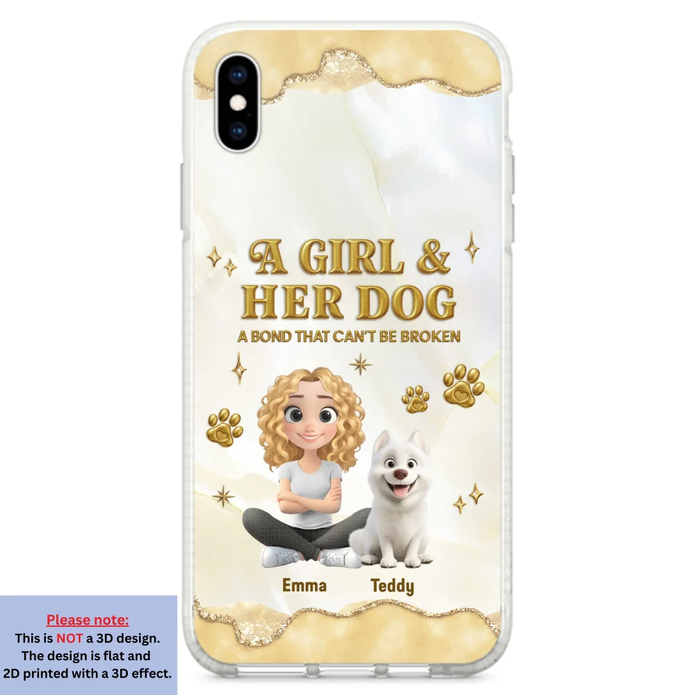 Girl And Dog Yellow - Personalized Custom 3D Effect Phone Case - Image 23