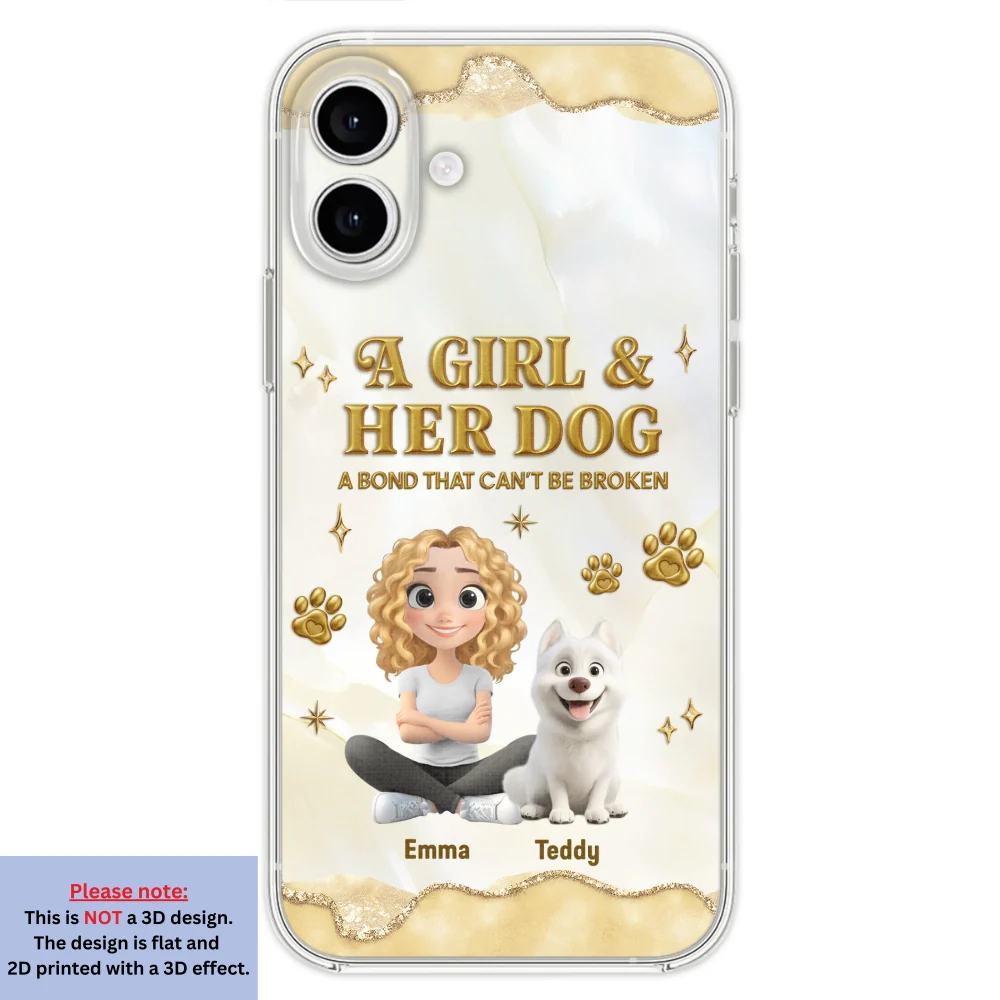 Girl And Dog Yellow - Personalized Custom 3D Effect Phone Case - Image 25