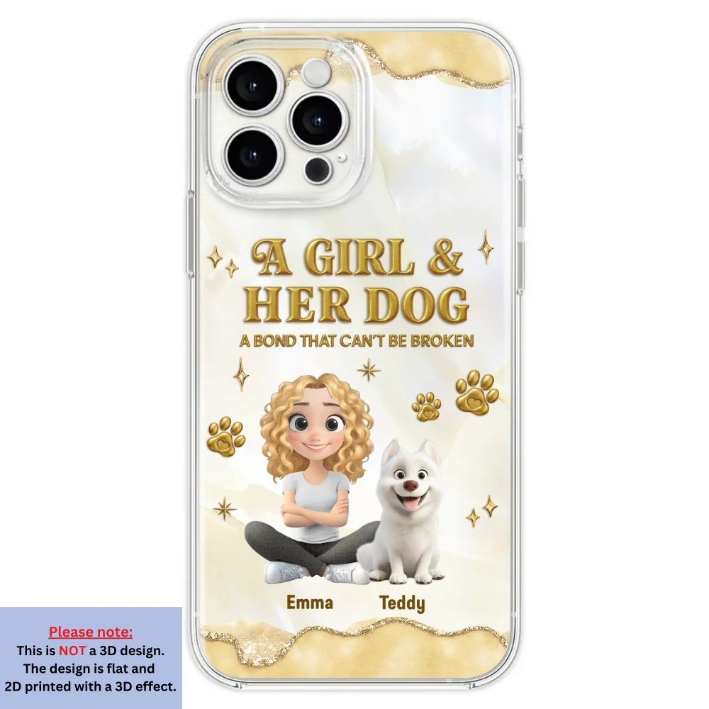 Girl And Dog Yellow - Personalized Custom 3D Effect Phone Case - Image 26