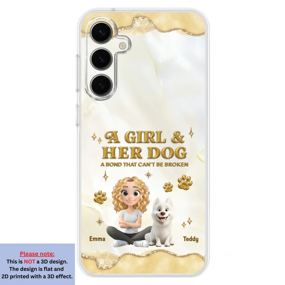 Girl And Dog Yellow - Personalized Custom 3D Effect Phone Case - Image 30