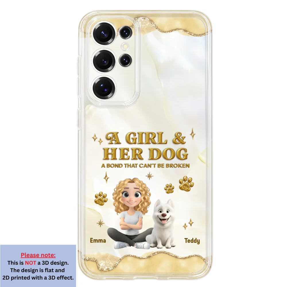 Girl And Dog Yellow - Personalized Custom 3D Effect Phone Case - Image 32