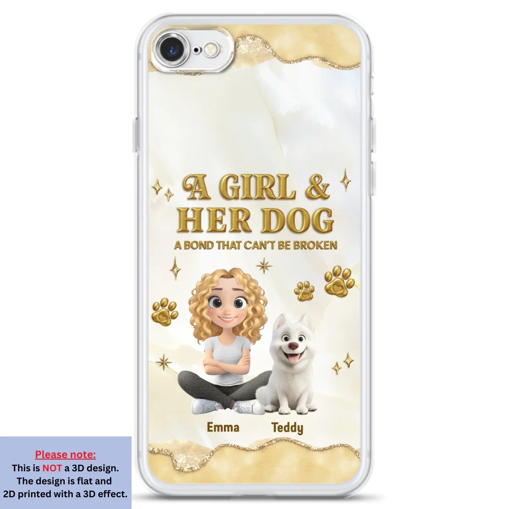 Girl And Dog Yellow - Personalized Custom 3D Effect Phone Case - Image 5