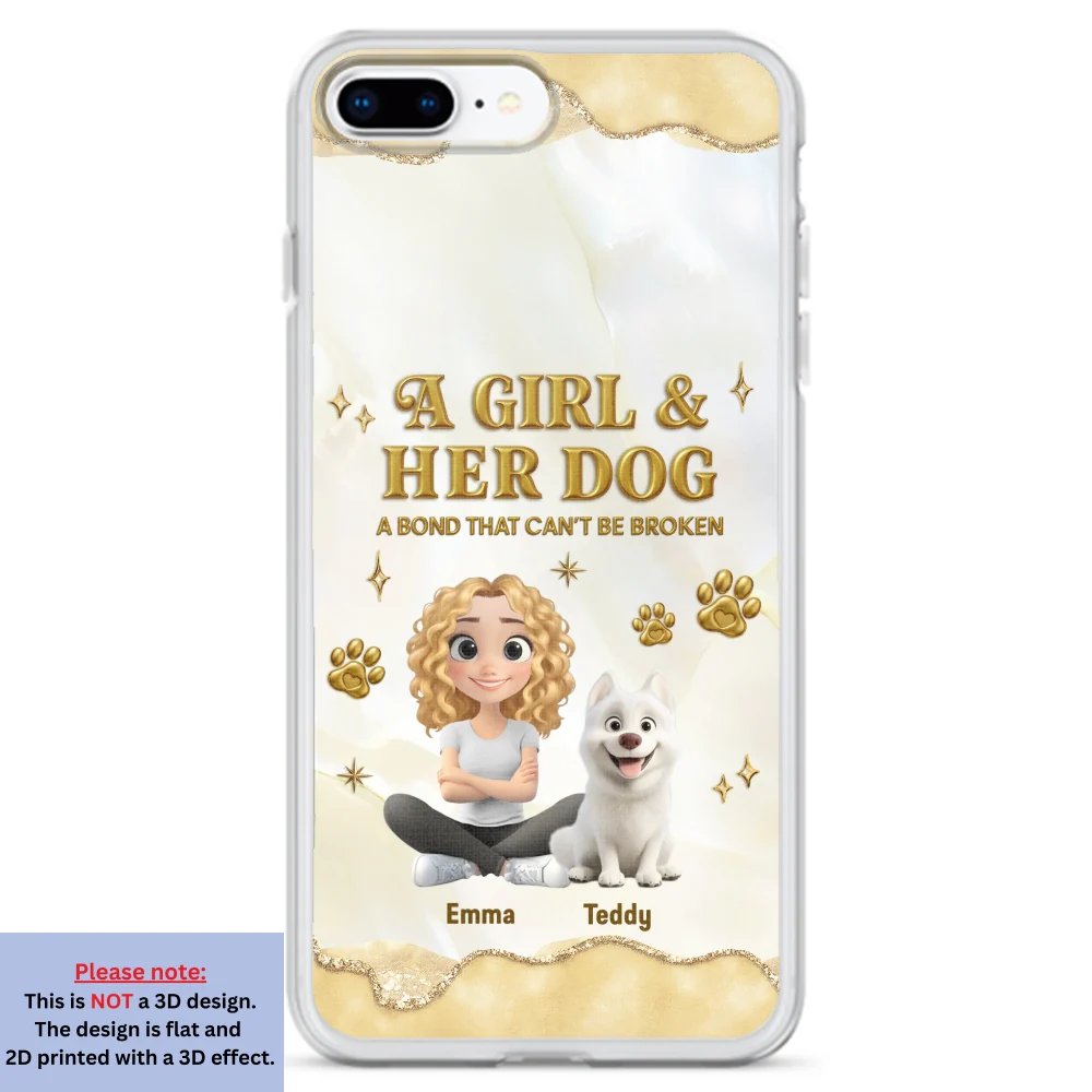 Girl And Dog Yellow - Personalized Custom 3D Effect Phone Case - Image 6