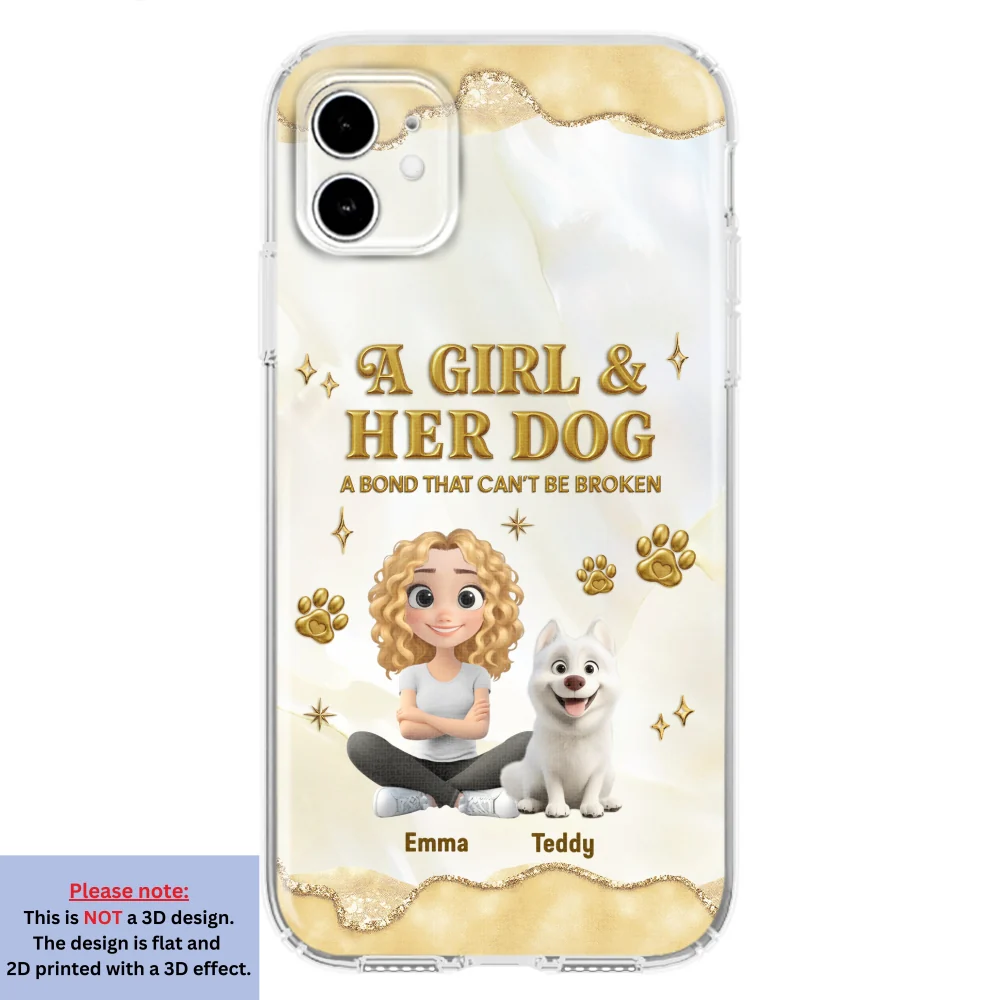 Girl And Dog Yellow - Personalized Custom 3D Effect Phone Case - Image 7
