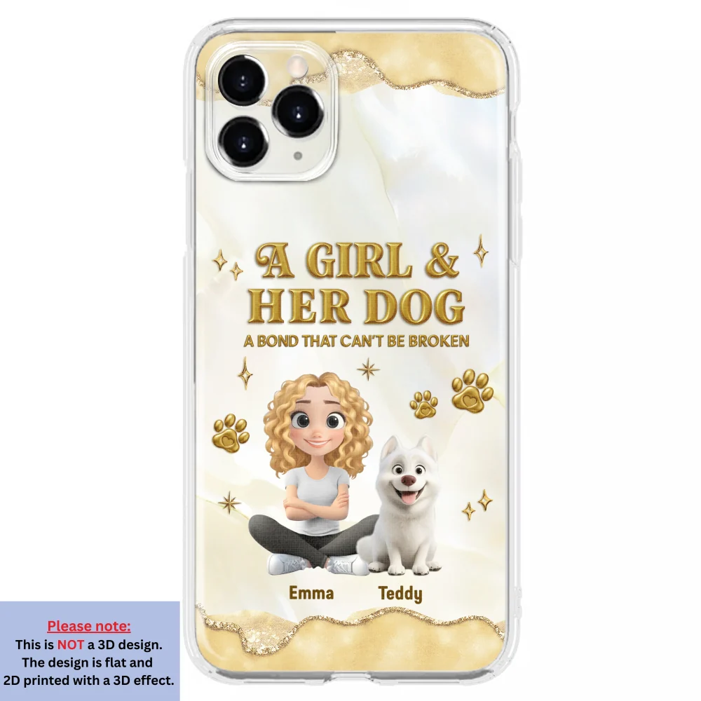 Girl And Dog Yellow - Personalized Custom 3D Effect Phone Case - Image 9