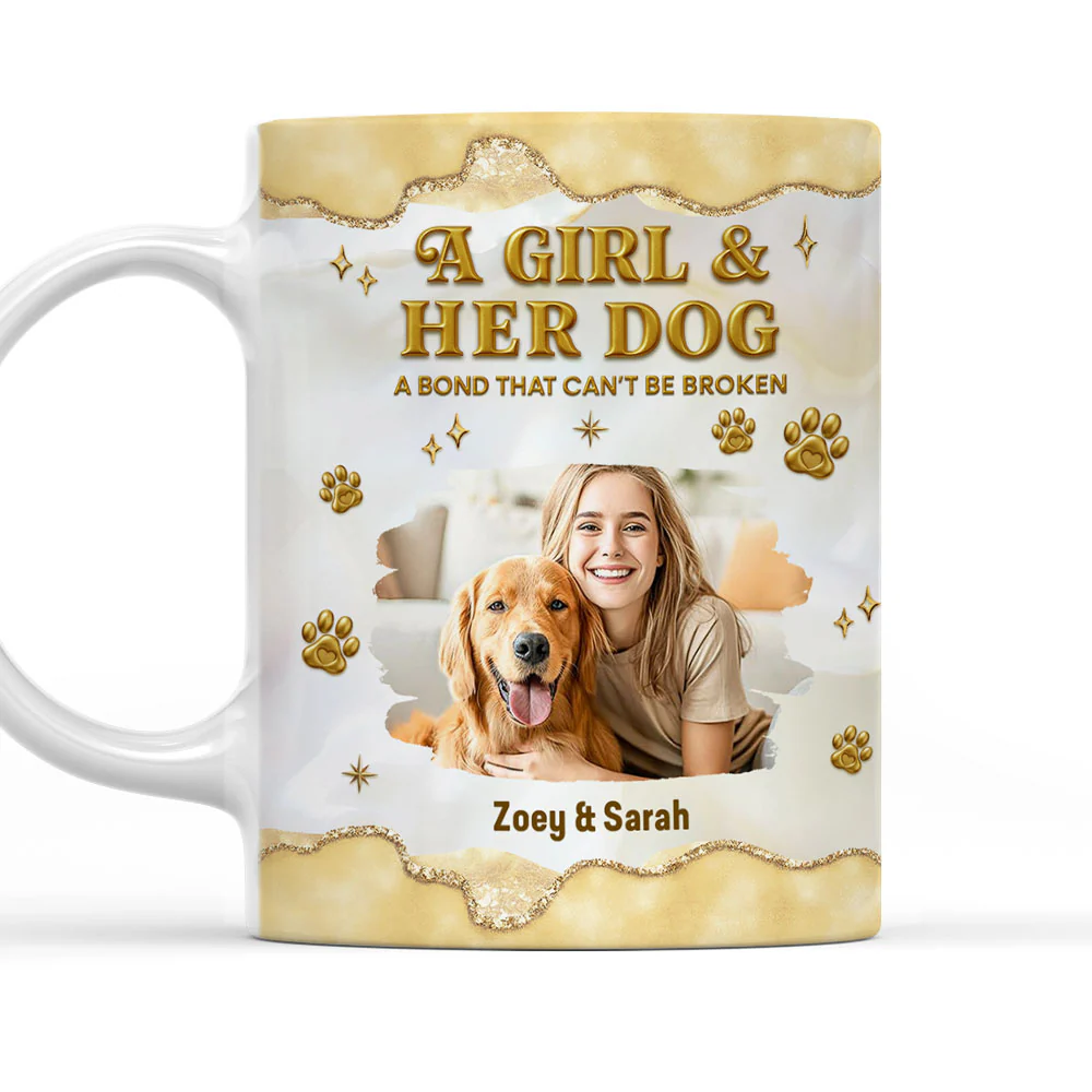 Girl And Dog Yellow Photo - Personalized Custom 3D Effect Mug