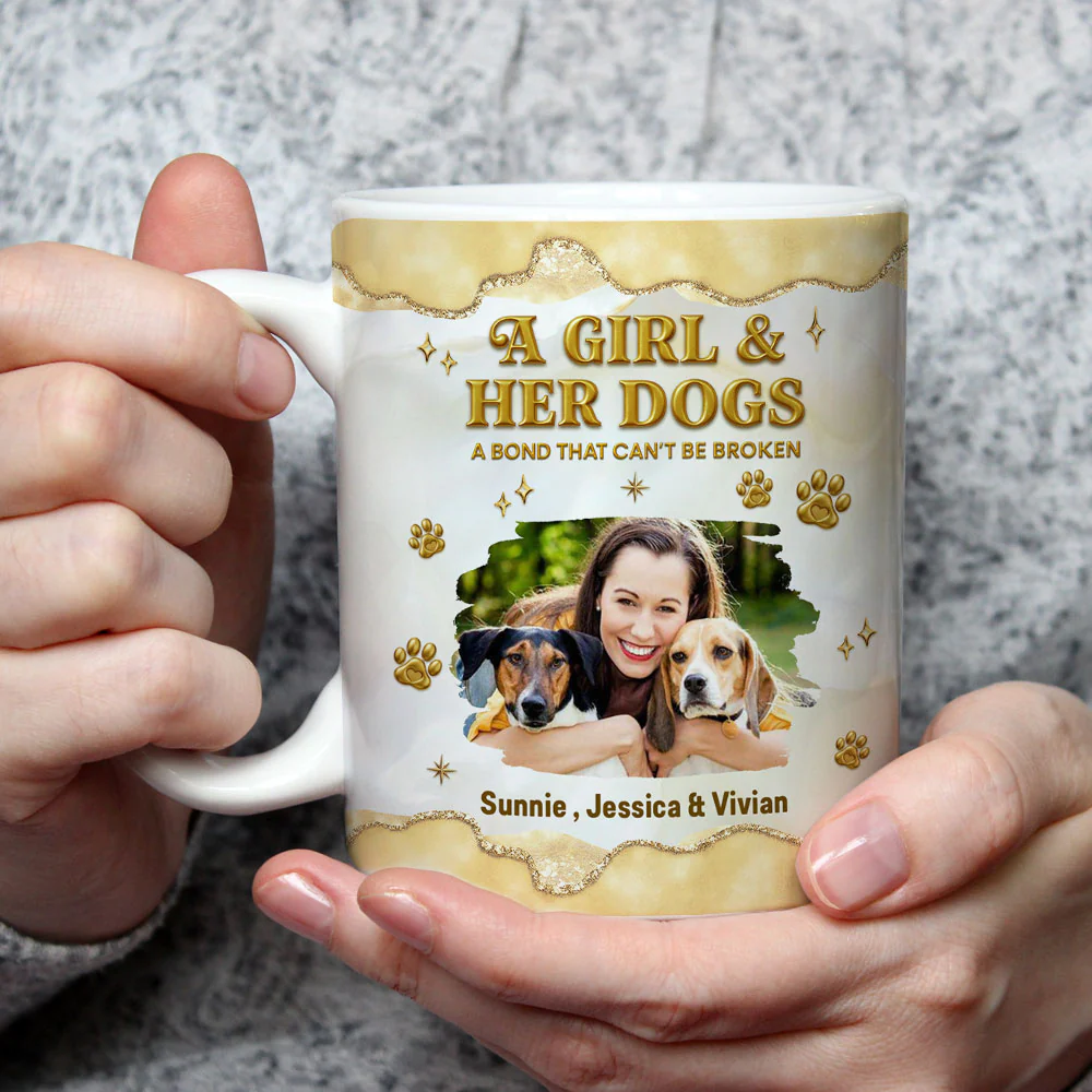 Girl And Dog Yellow Photo - Personalized Custom 3D Effect Mug - Image 3