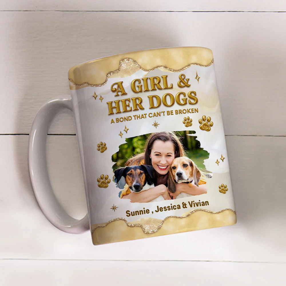 Girl And Dog Yellow Photo - Personalized Custom 3D Effect Mug - Image 4