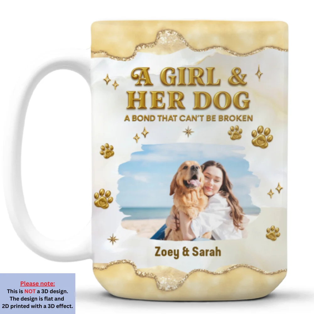 Girl And Dog Yellow Photo - Personalized Custom 3D Effect Mug - Image 9