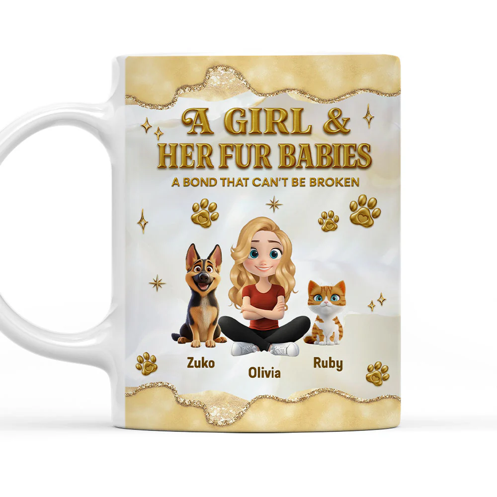 Girl And Pet Yellow - Personalized Custom 3D Effect Mug