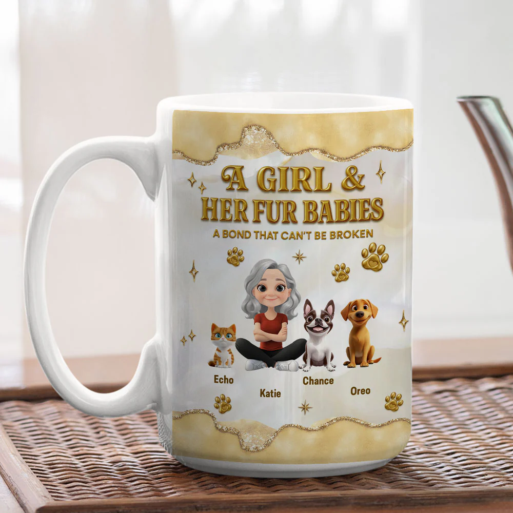 Girl And Pet Yellow - Personalized Custom 3D Effect Mug - Image 6