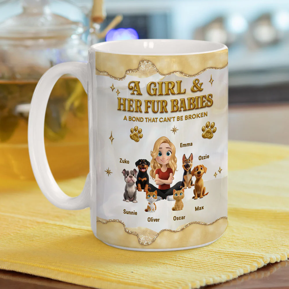 Girl And Pet Yellow - Personalized Custom 3D Effect Mug - Image 7