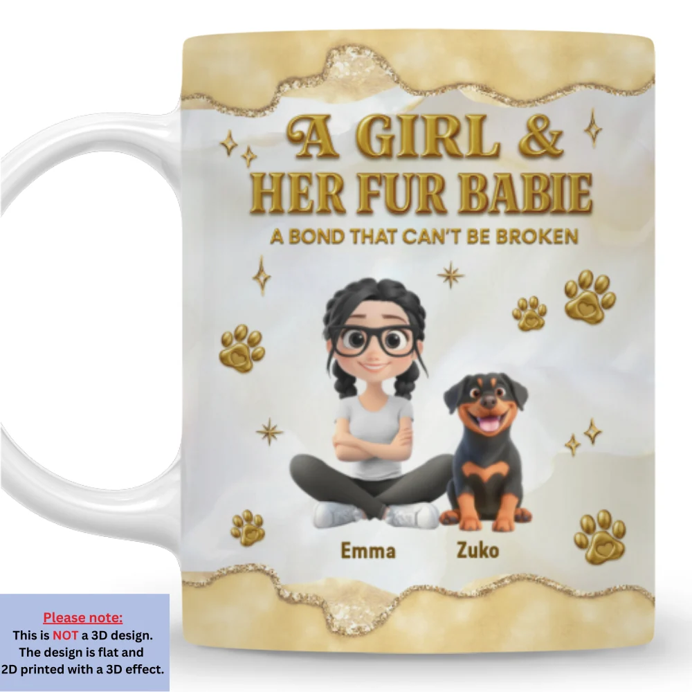 Girl And Pet Yellow - Personalized Custom 3D Effect Mug - Image 8