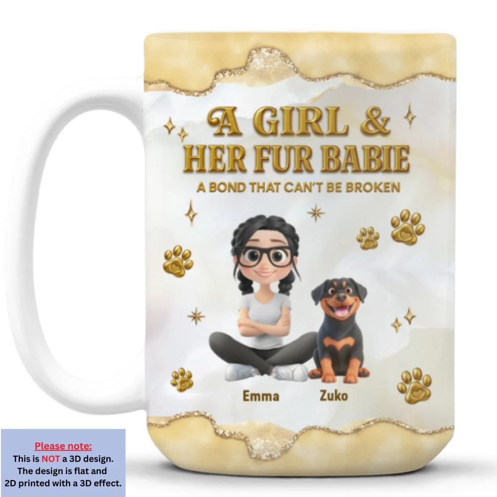 Girl And Pet Yellow - Personalized Custom 3D Effect Mug - Image 9
