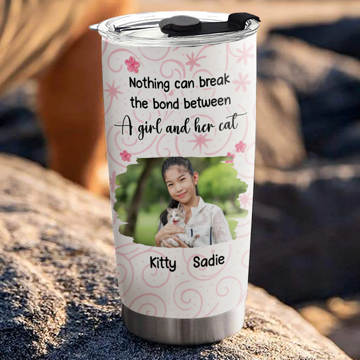 Girls Are In Love With Cats Photo - Personalized Custom Tumbler