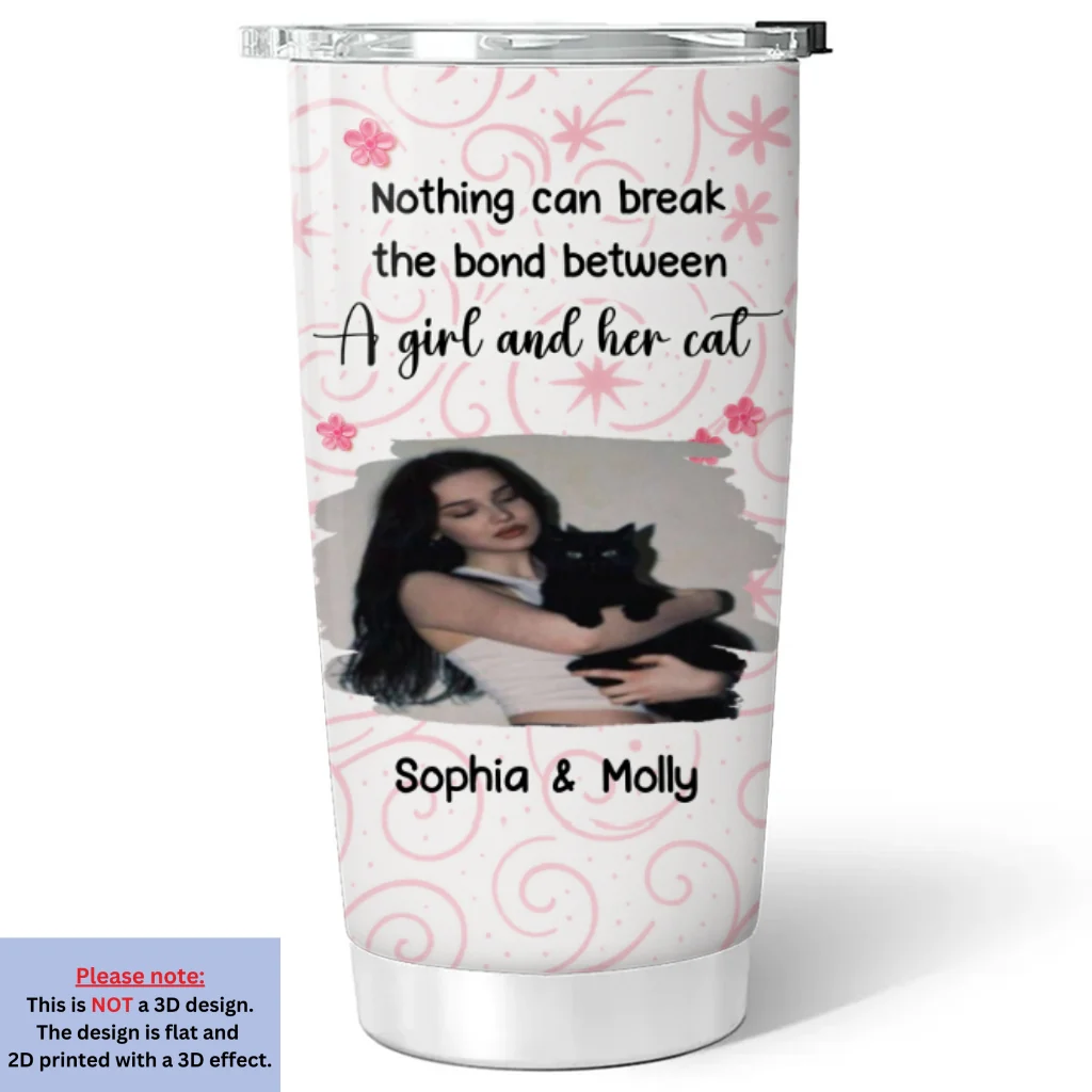 Girls Are In Love With Cats Photo - Personalized Custom Tumbler - Image 2