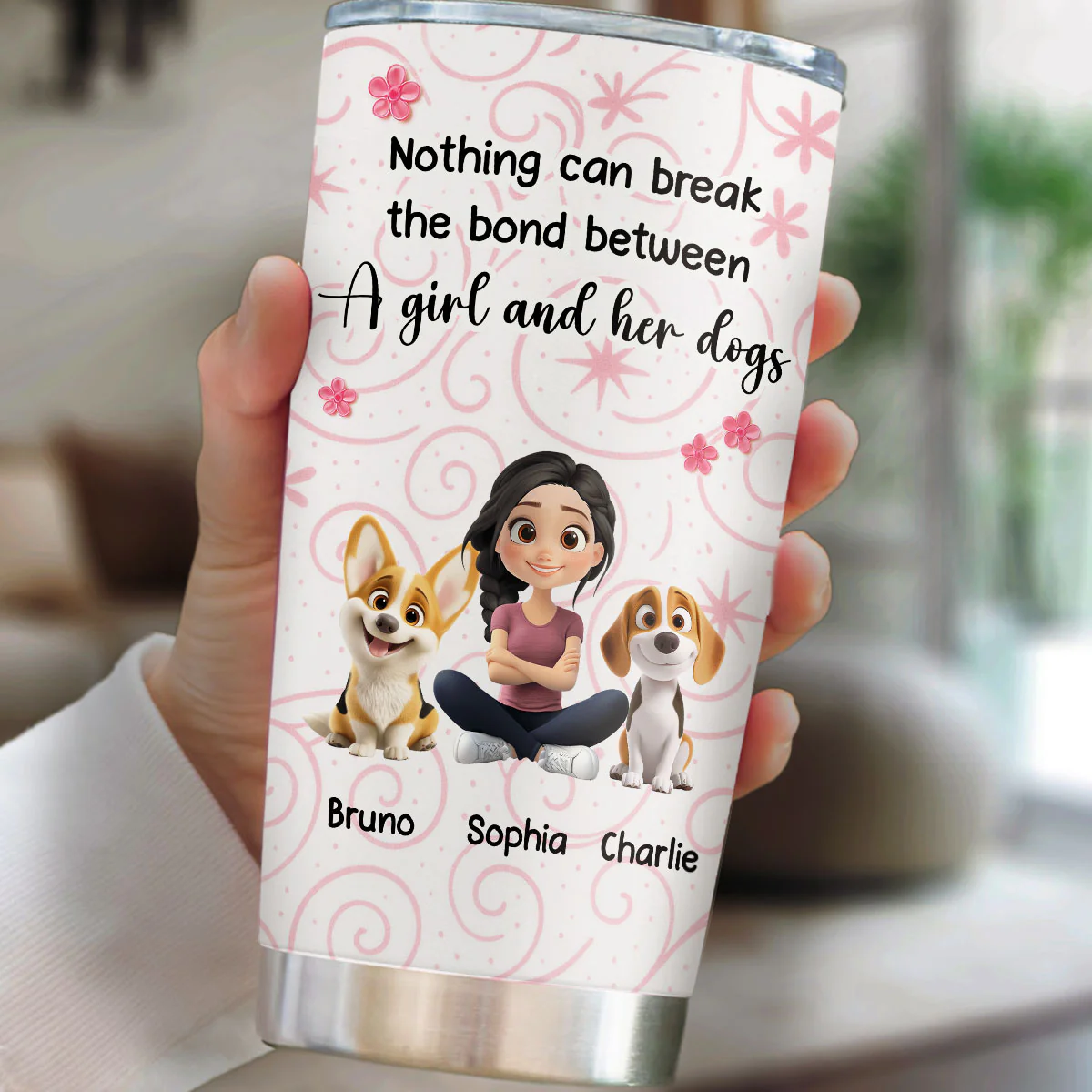 Girls Are In Love With Dogs - Personalized Custom Tumbler - Image 3