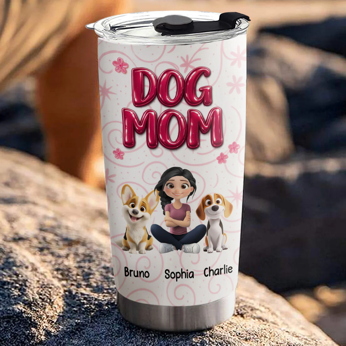 Girls Are In Love With Dogs Ver 2 - Personalized Custom 3D Effect Tumbler - Image 3