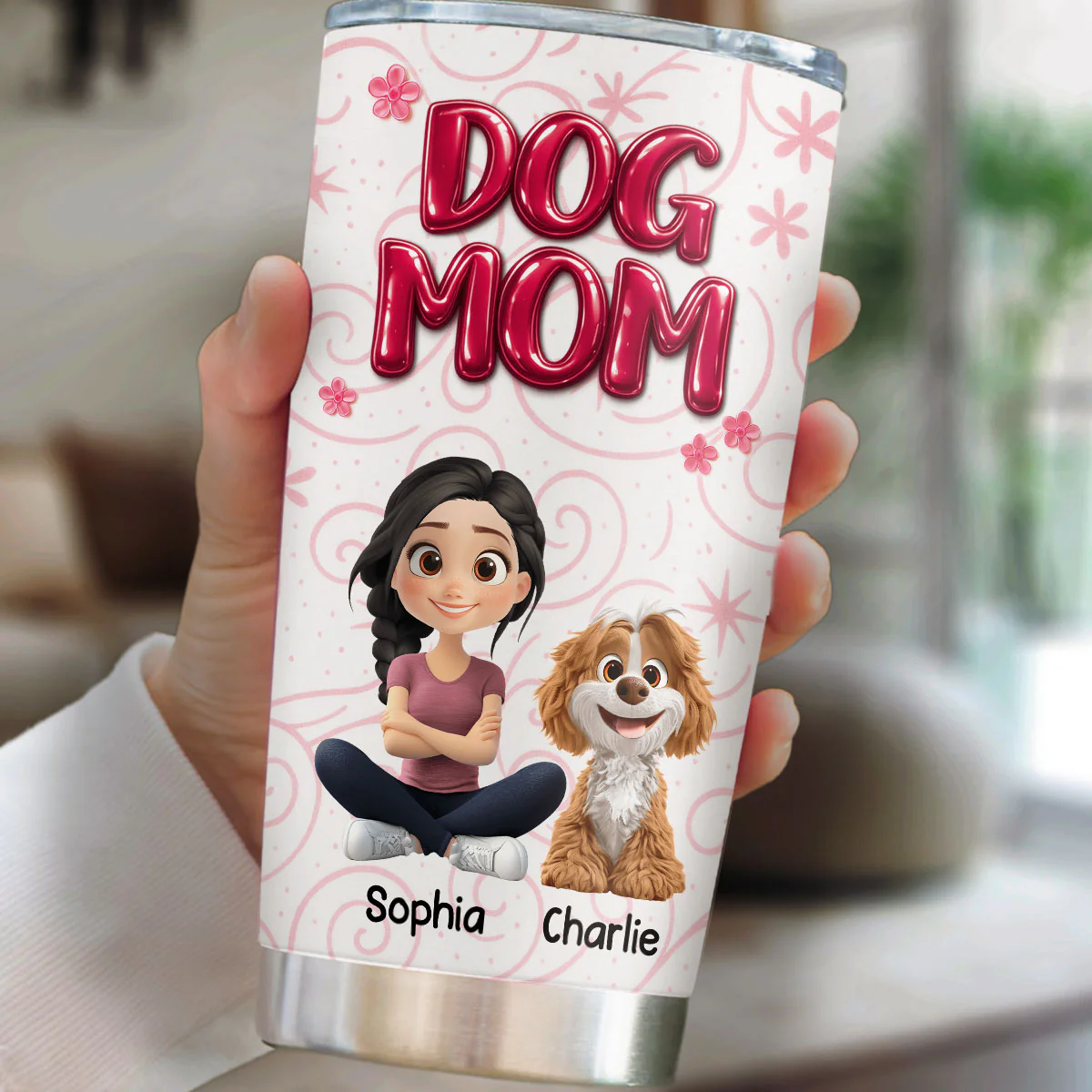 Girls Are In Love With Dogs Ver 2 - Personalized Custom 3D Effect Tumbler - Image 6