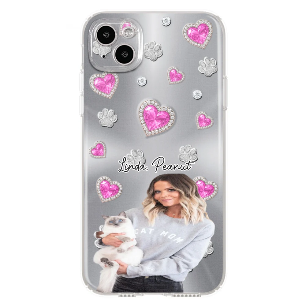 Glitter Cute Cartoon Cat Mom Photo - Personalized Custom Phone Case - Image 10