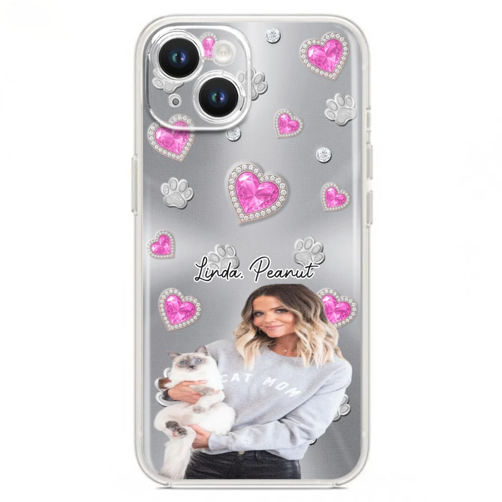 Glitter Cute Cartoon Cat Mom Photo - Personalized Custom Phone Case - Image 13
