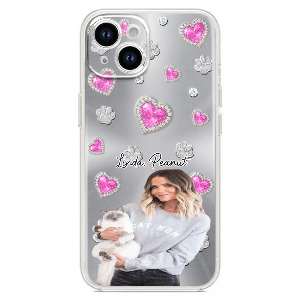Glitter Cute Cartoon Cat Mom Photo - Personalized Custom Phone Case - Image 14