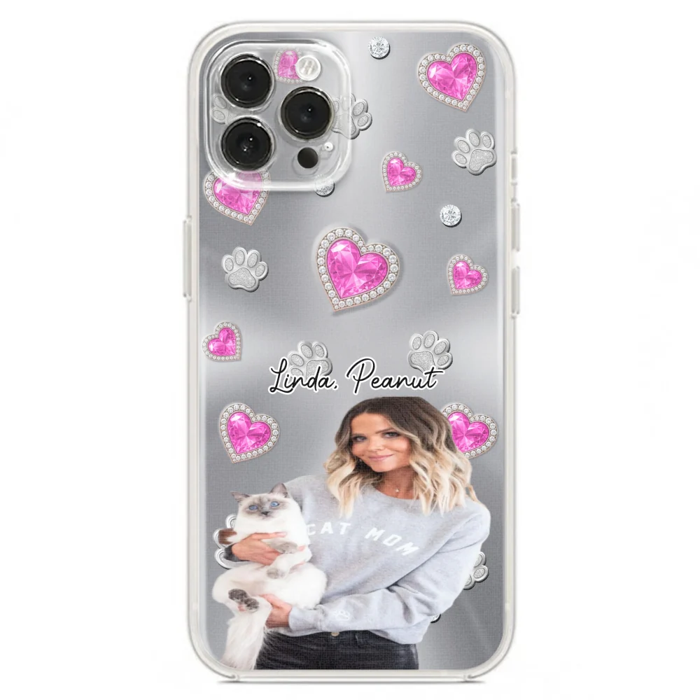 Glitter Cute Cartoon Cat Mom Photo - Personalized Custom Phone Case - Image 15