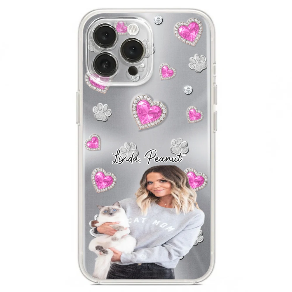 Glitter Cute Cartoon Cat Mom Photo - Personalized Custom Phone Case - Image 16
