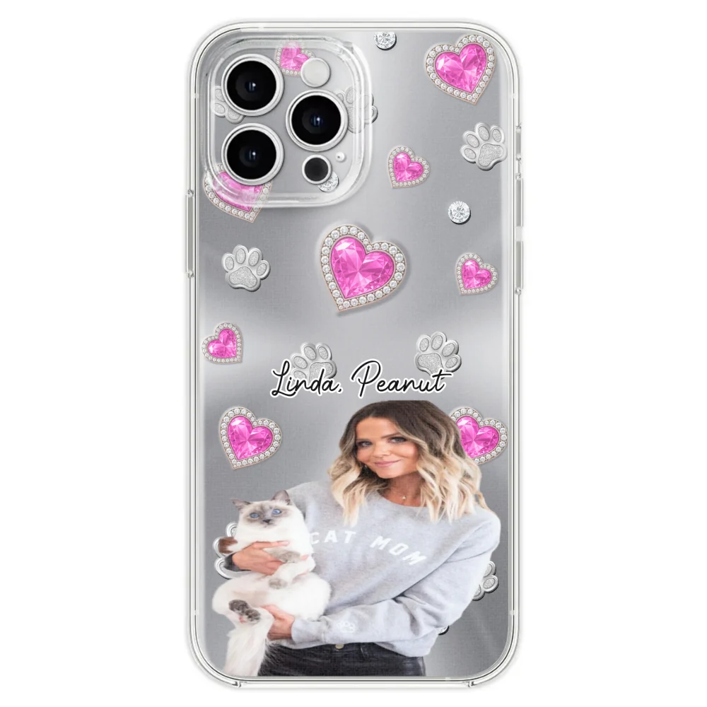 Glitter Cute Cartoon Cat Mom Photo - Personalized Custom Phone Case - Image 23