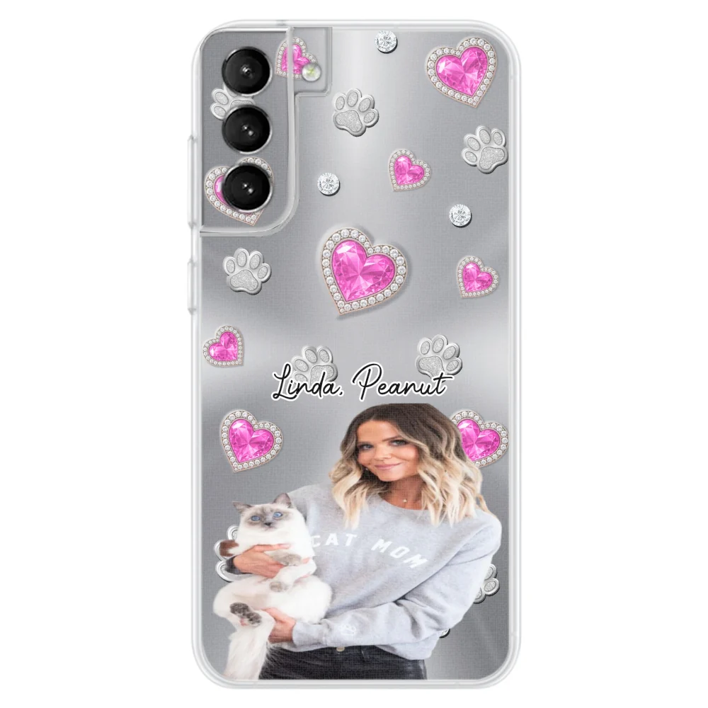 Glitter Cute Cartoon Cat Mom Photo - Personalized Custom Phone Case - Image 24