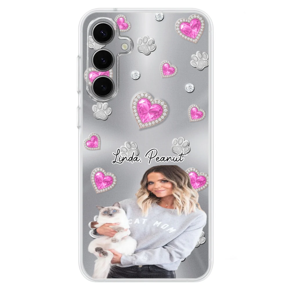 Glitter Cute Cartoon Cat Mom Photo - Personalized Custom Phone Case - Image 26