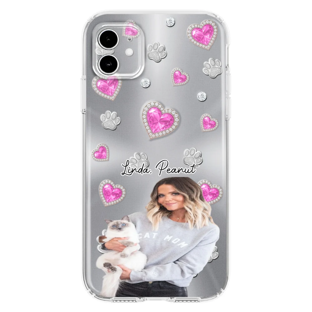 Glitter Cute Cartoon Cat Mom Photo - Personalized Custom Phone Case - Image 7