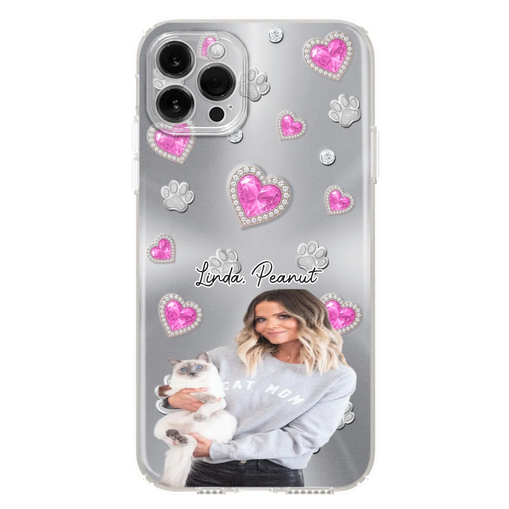 Glitter Cute Cartoon Cat Mom Photo - Personalized Custom Phone Case - Image 9