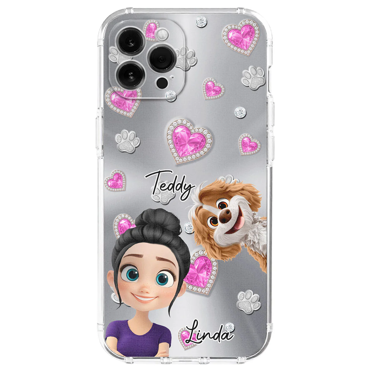 Glitter Cute Cartoon Dog Mom - Personalized Custom Phone Case