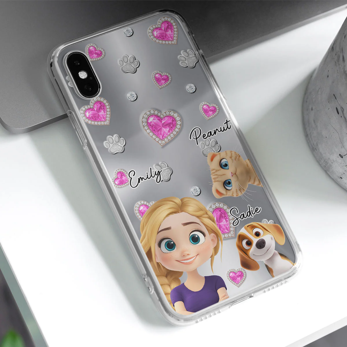 Glitter Cute Cartoon Fur Mom - Personalized Custom Phone Case - Image 4