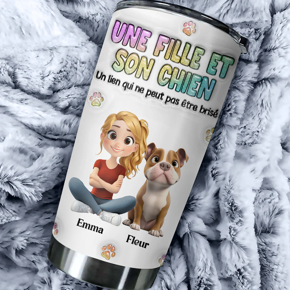 Gobelet Personnalisé En Effet 3D Gonflé - Une fille et son chien - Image 2