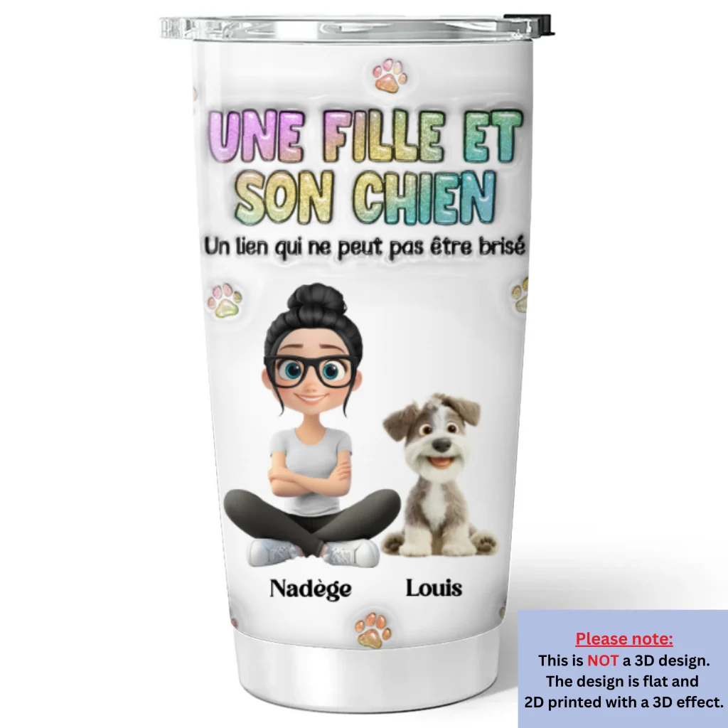 Gobelet Personnalisé En Effet 3D Gonflé - Une fille et son chien - Image 6